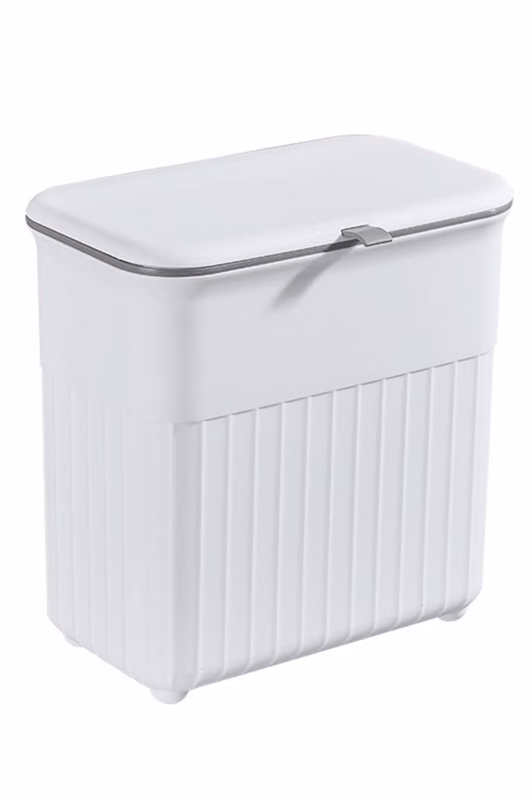 Garden Sanctuary White Plastic Hanging Kitchen Waste Bin with Flip Lid