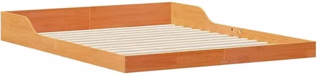 Berkfield Home Waxed Brown Solid Pine Wood Bed W/D/H: 140 x 210 cm – 1