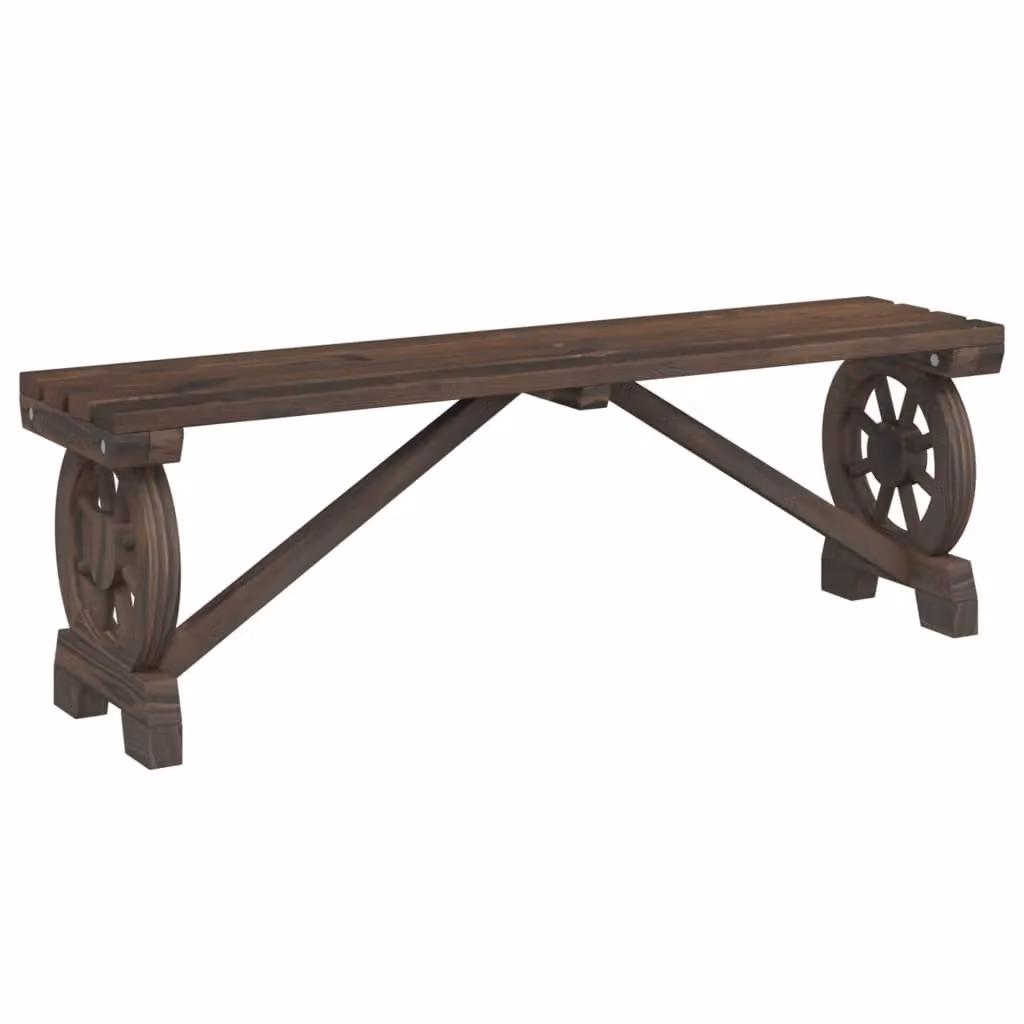 Berkfield Home Rustic Solid Wood Fir Garden Bench in Brown, Width: 115 cm – 2