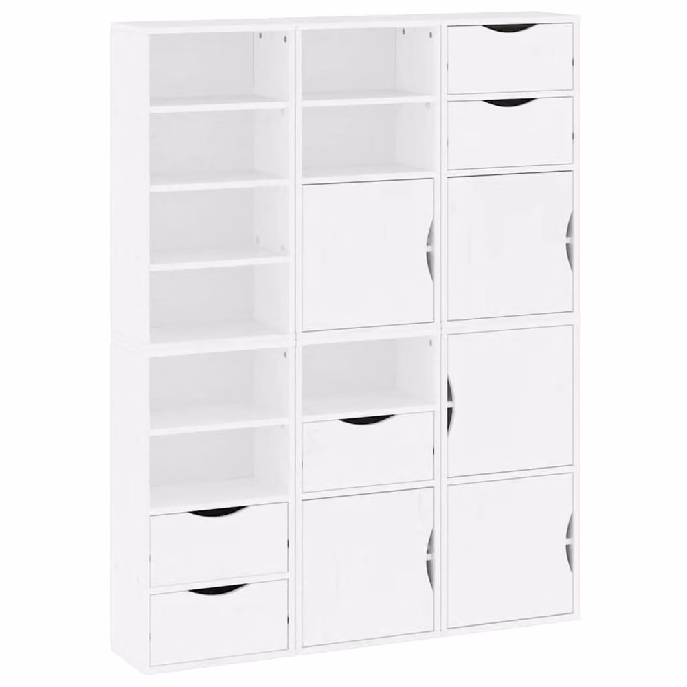 Berkfield Home ODDA White Solid Wood Pine Side Cabinets, 6 Piece Set, W/D/H: 40 x 24 x 79 cm – 2