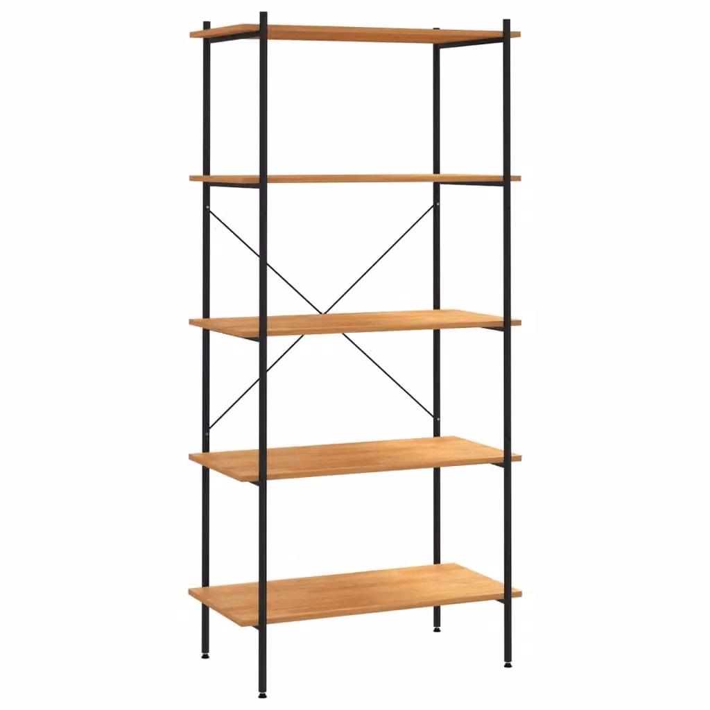 Berkfield Home 5-Tier Industrial Shelving Unit in Black and Oak, W/D/H: 80 x 40 x 163 cm – 2