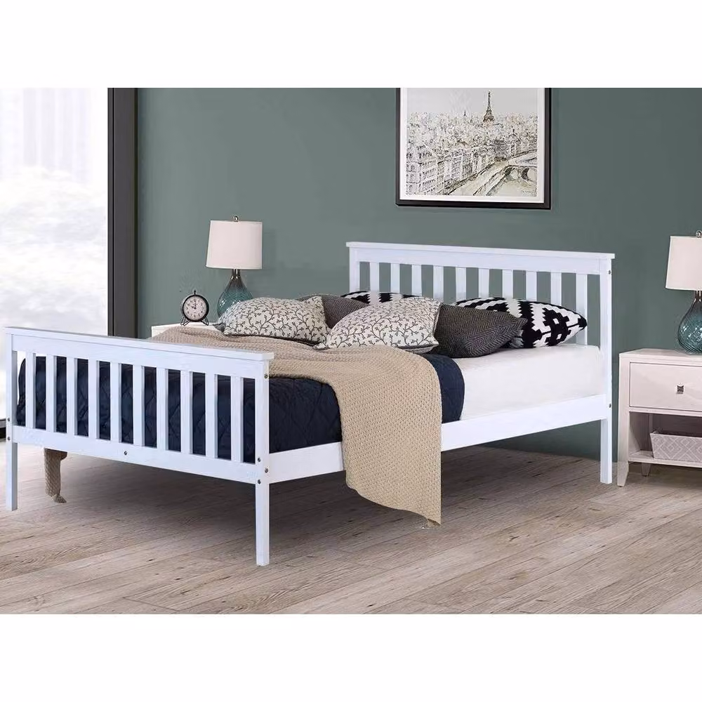 Kelvenix Classic Single Solid Pine Wooden Bed Frame, White, W/D/H: 90 x 190 cm – 2