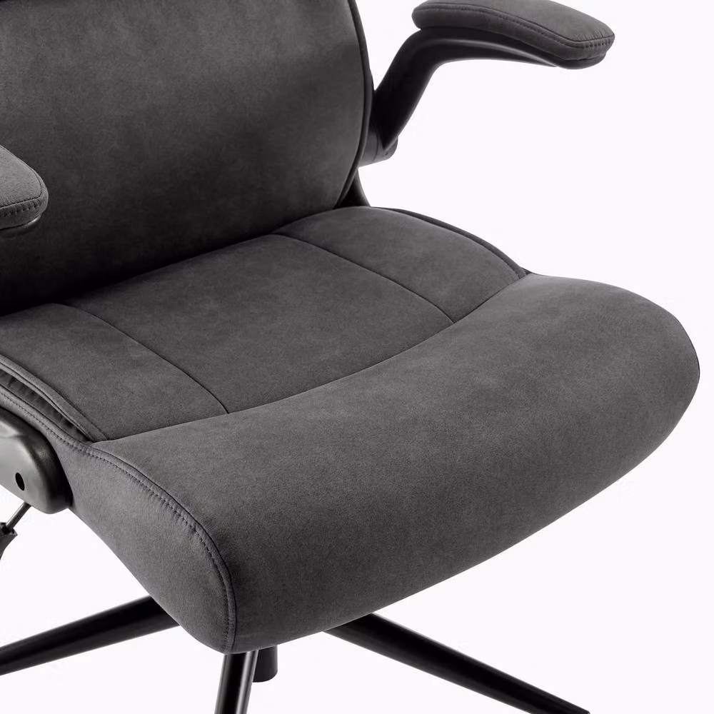 FurnitureboxUK Greer Black Faux Leather Executive Swivel Office Chair with Headrest and Armrests – 4