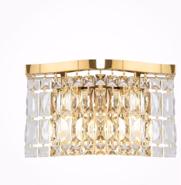 Maytoni Dune Modern 2 Light Wall Lamp in Gold/Brass with Crystal and Glass, E14 – 1