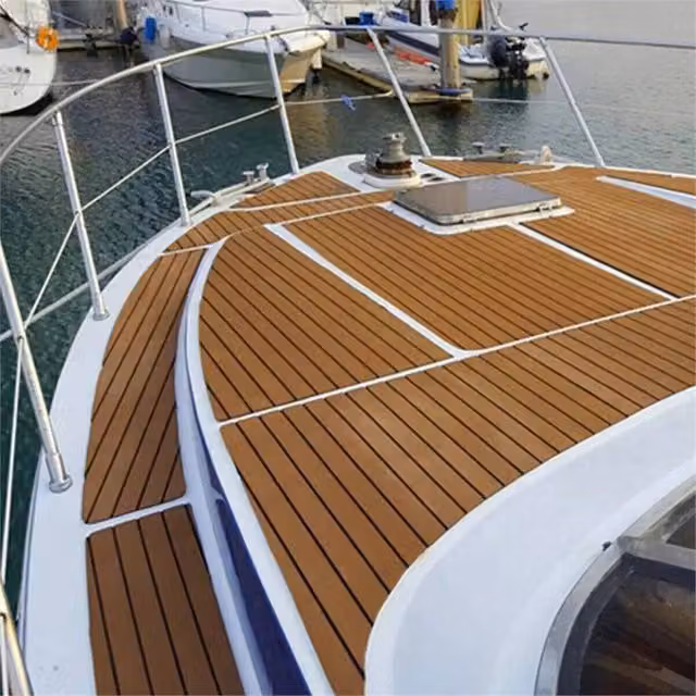 VOGREX Faux Teak EVA Foam Marine Yacht Boat Flooring Mat in Brown, Diameter: 100 cm – 1