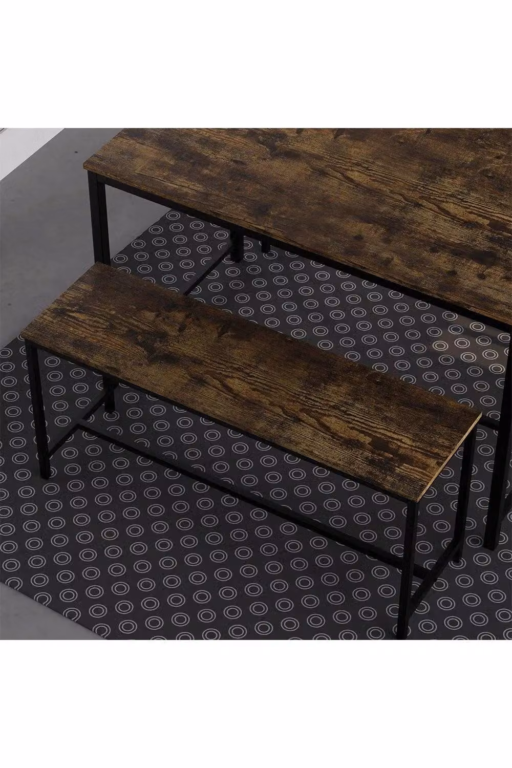 Vida Designs Brooklyn 4 Seater Industrial Dining Set with Table and Benches in Dark Brown – 4