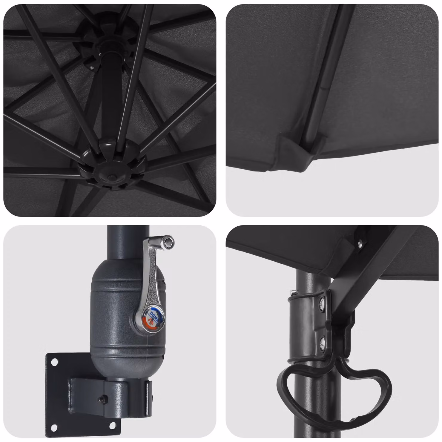 Berkfield Home Large Patio Umbrella in Anthracite with Powder-Coated Steel and Polyester – 4