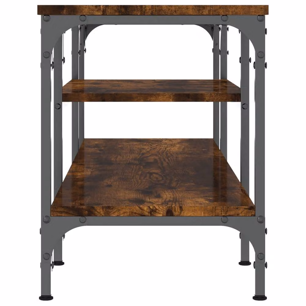 Berkfield Home Industrial TV Cabinet in Smoked Oak and Brown, W/D/H: 121 x 35 x 45 cm – 4