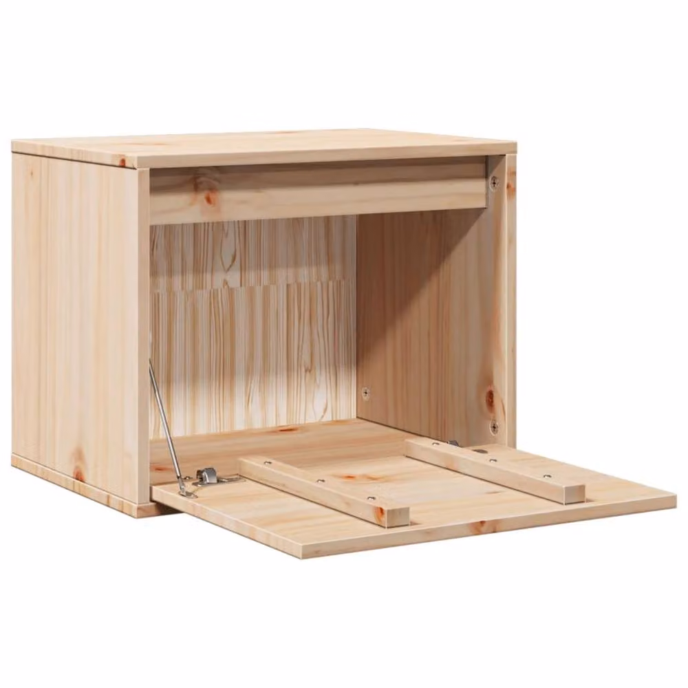Berkfield Home Wall Mounted Solid Pinewood Cabinet in Beige, W: 45 cm, D: 30 cm, H: 35 cm – 3