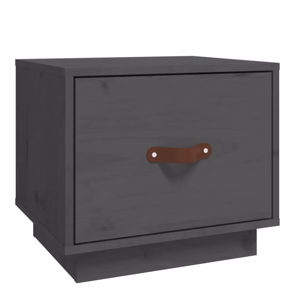 Berkfield Home Grey Solid Wood Pine Bedside Cabinet, W/D/H: 40 x 34 x 35 cm – 2