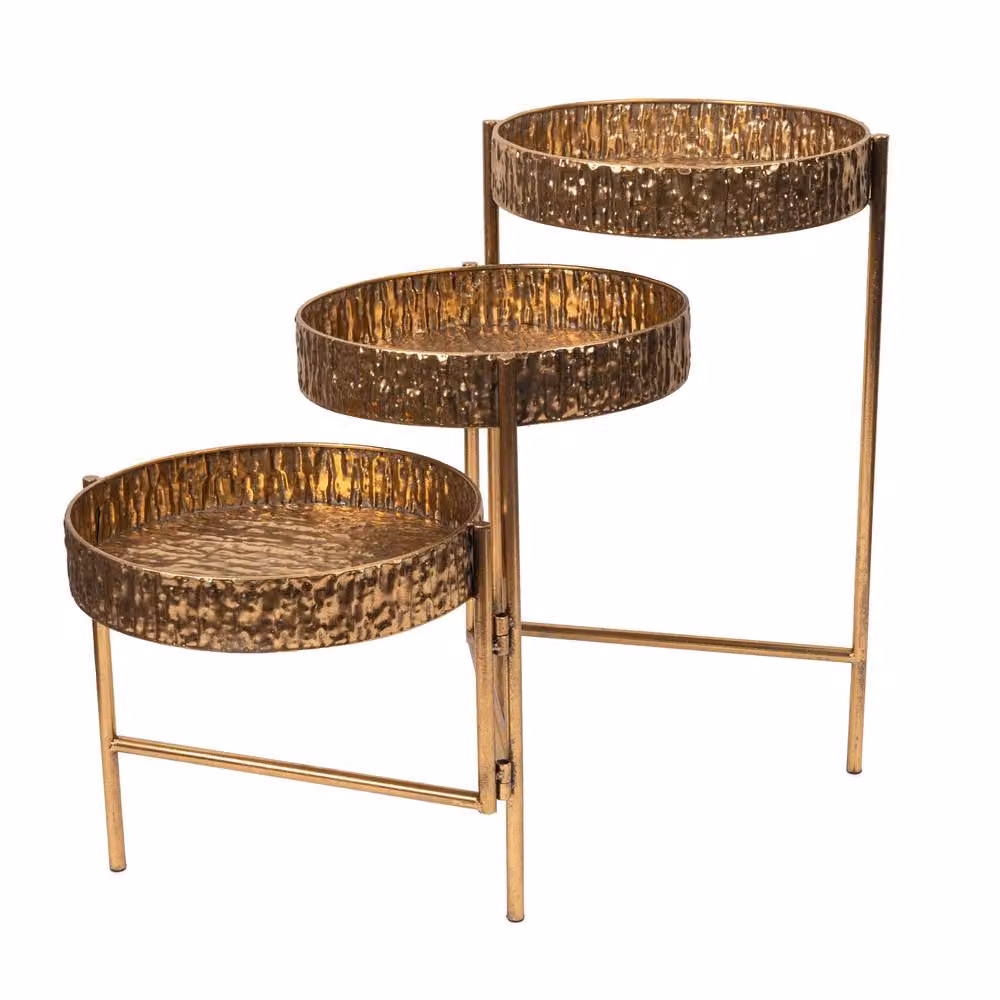 Madison & Mayfair 3-Tier Antique Gold Metal Planter Stand – 2