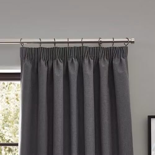 Riva Home Dawn Textured Blackout Pencil Pleat Curtains, Charcoal Grey, Width: 229 cm, Drop: 229 cm – 2