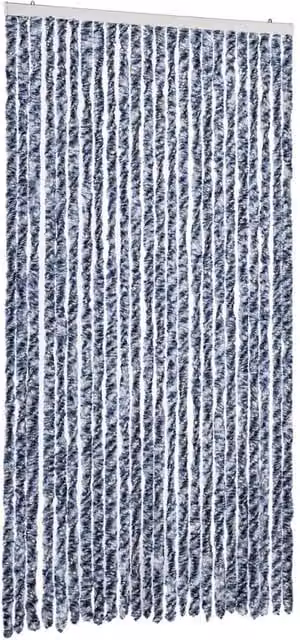 Berkfield Home Blue and White Striped Chenille Fly Curtain, W/H: 100 x 200 cm