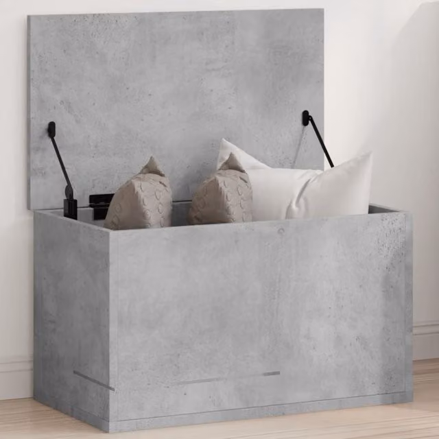 Berkfield Home Storage Box in Concrete Grey with Removable Lid, W/D/H: 60 x 35 x 35 cm