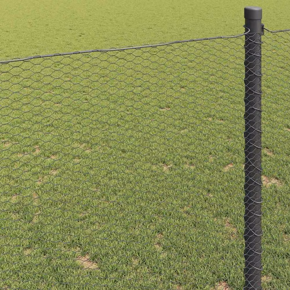 Berkfield Home Hexagon Fence in Grey and Black PVC-Coated Galvanised Steel, 1 x 50 m – 2