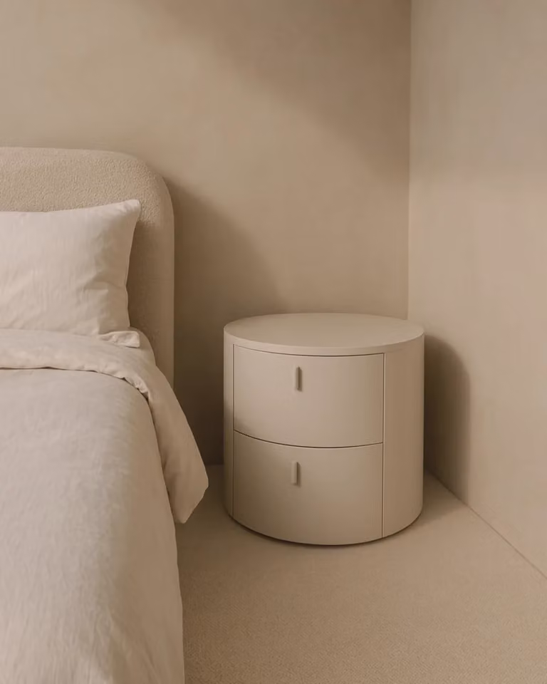 Tommy Franks Sims Bedside Table in Matte Beige