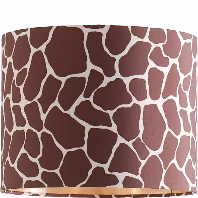 ValueLights Oasis Small Giraffe Print Metallic Inner Ceiling Drum Lamp Shade and LED Bulb in Brown and Gold