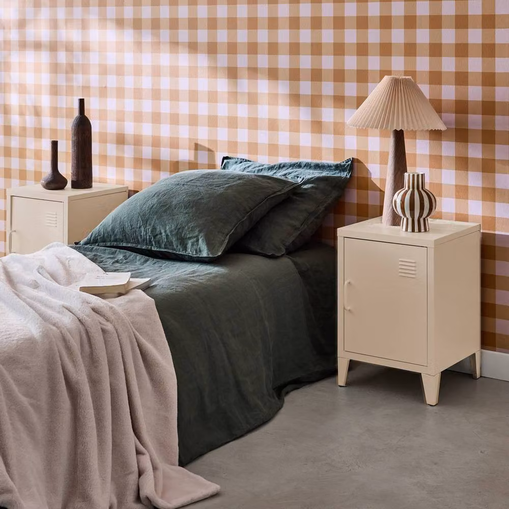 sweeek Set of 2 Industrial Bedside Tables with 1 Door in Beige – 3