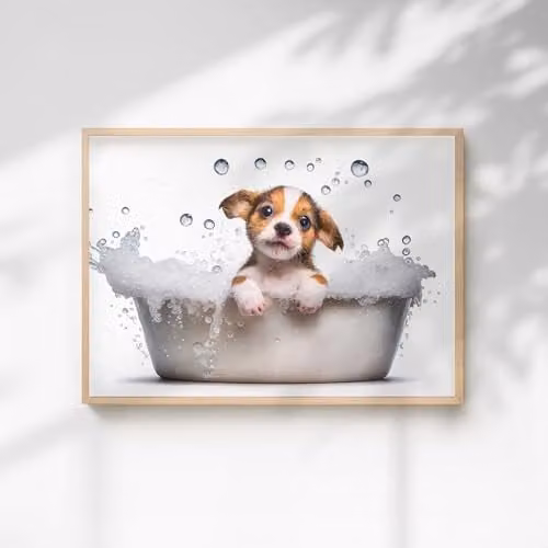 60 Second Makeover Baby Puppy Quirky Animal Print Paper Poster, A3, Multicolour