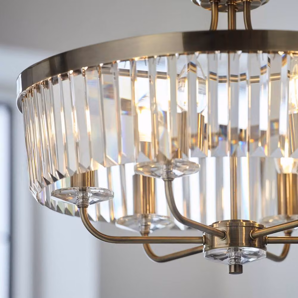 Netlighting Ascoli Pendant Ceiling Light in Antique Brass and Clear Cut Glass – 3