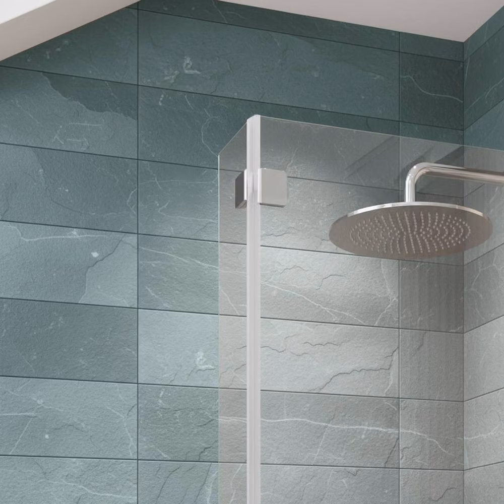 Nes Home Reversible L-Shape Tempered Glass Bath Screen in Clear with Chrome Frame, Width: 83 cm – 2