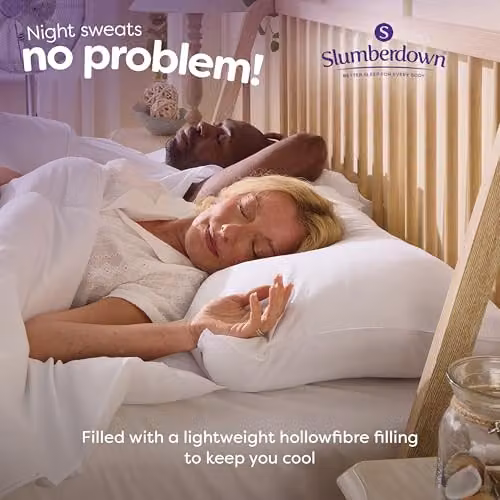 Slumberdown Cool Summer Nights Firm Support Pillows, 4 Pack, White, W: 74 cm x H: 48 cm – 2