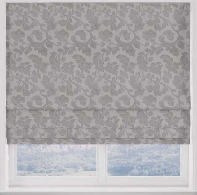 Terrys Cascina Made to Measure Blackout Roman Blind in Grey Damask Polyester