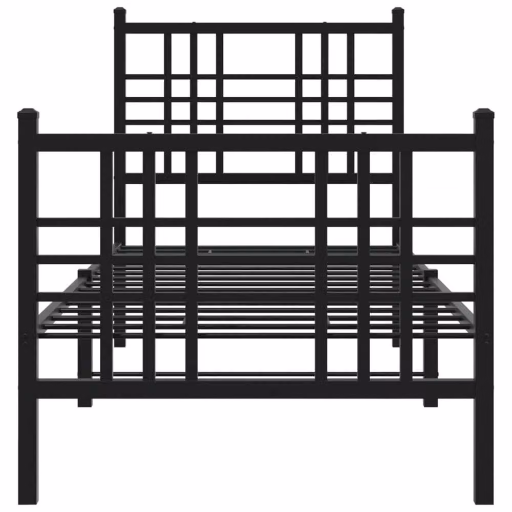 Berkfield Home Metal Bed Frame with Footboard, Black, W: 75 cm, L: 190 cm – 4