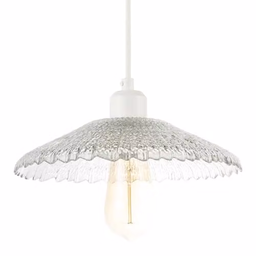 Happy Homewares Transparent Textured Glass Pendant Light Shade with Dome Shape, W: 27 cm, H: 6 cm