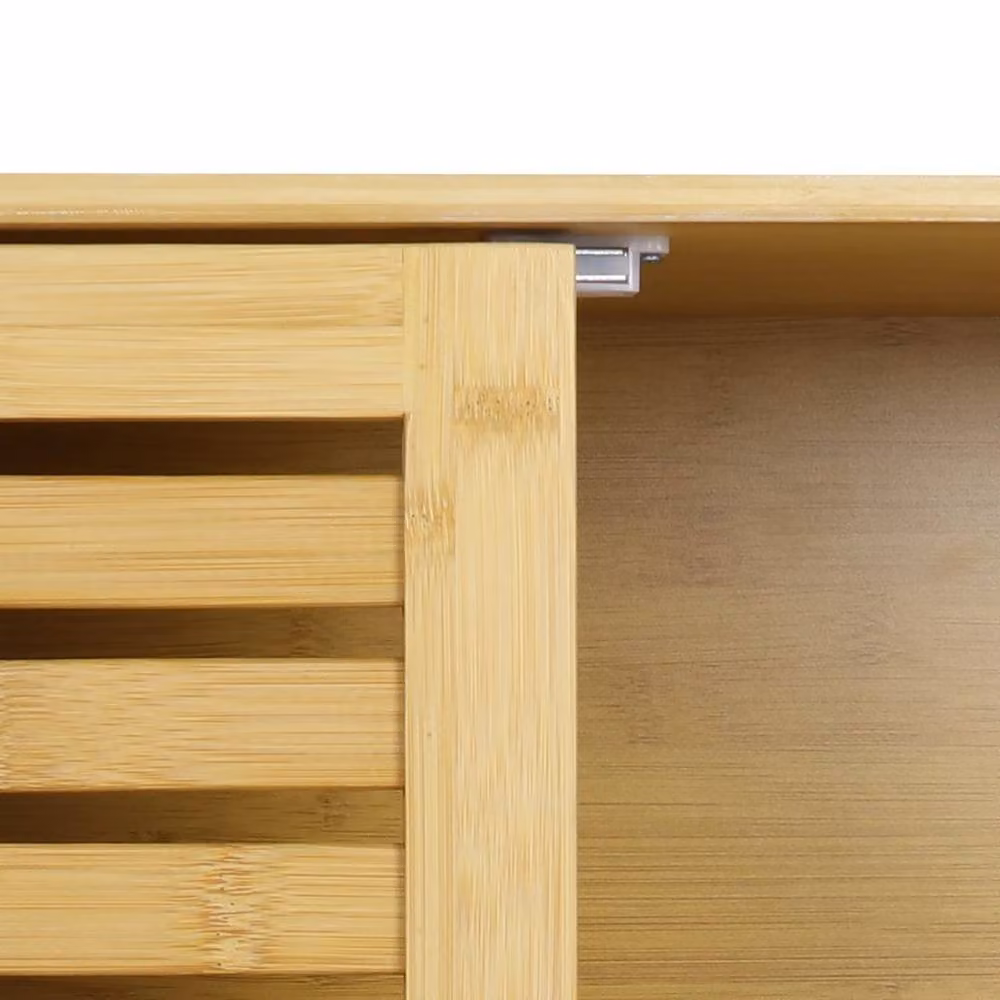 VOGREX Beige Bamboo 2-Door Wall Mounted Over-Toilet Bathroom Cabinet with Internal Shelves – 5