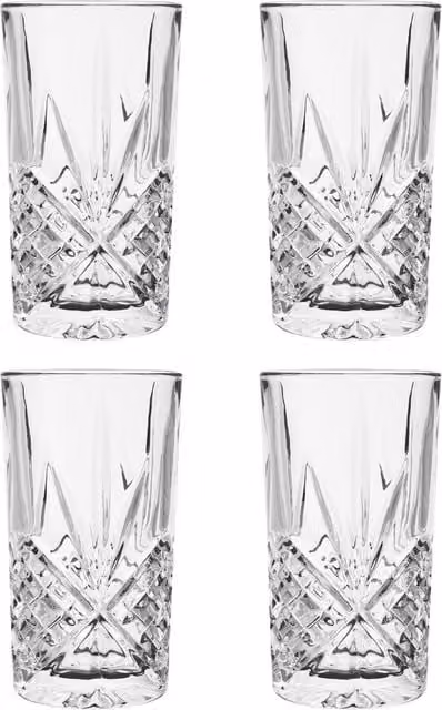 Orsina Beaufort Set of 4 Crystal High Ball Tumbler Glasses in Transparent