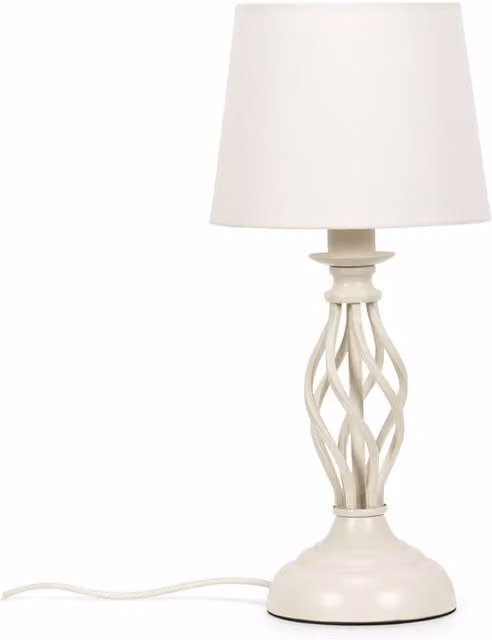 ValueLights Memphis Twist Table Lamp in Cream, Height: 34 cm