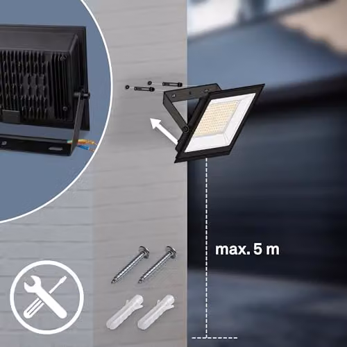 Briloner Black 30W LED Floodlight, 2700lm, IP65, Adjustable, W/D/H: 14 x 17 x 3 cm – 6