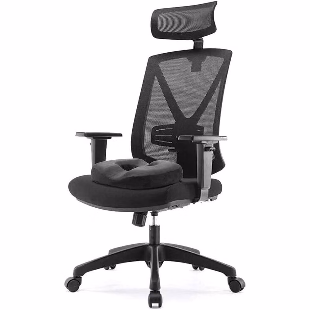 Kelvenix Black Velvet Memory Foam Donut Cushion Medical Ring Seat for Adults, W: 100 cm, L: 190 cm