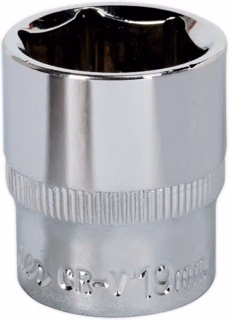 Loops 19mm Forged Steel Drive Socket with 3/8 inch Square Drive in Silver Chrome Vanadium