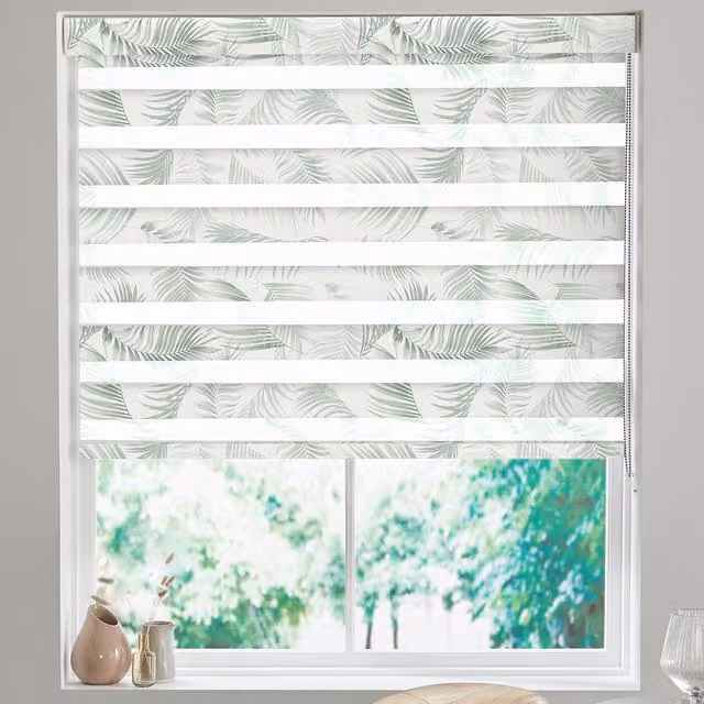 Terry's Made to Measure Day and Night Blind in Green Striped Textile