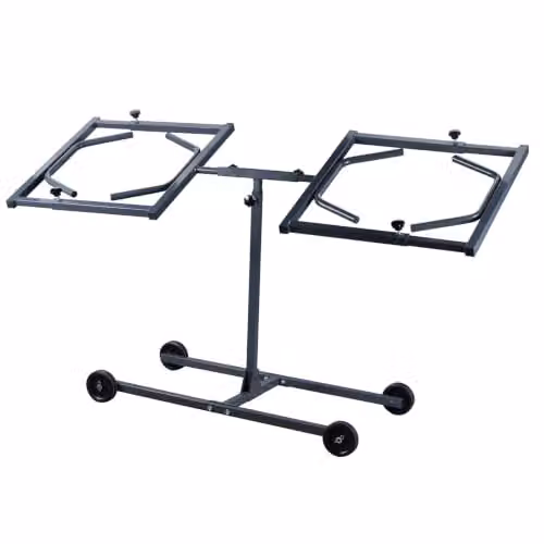 SwitZer Heavy Duty Adjustable Rotating Wheel Rim Stand with 4 Wheels, Grey and Black Steel Mobile Spray Painting Stand for Alloy Wheels and Auto Body Parts, W/D/H: 120 x 100 x 50 cm