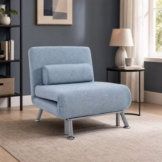 STILVORA 3-in-1 Convertible Chair Bed with Adjustable Backrest in Blue