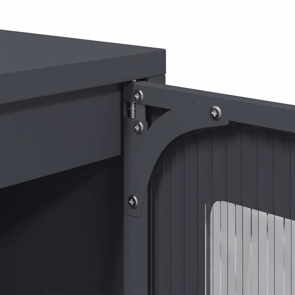 Berkfield Home Anthracite Sideboard in Matt Charcoal Metal, W: 100.5 cm, D: 39 cm, H: 107 cm – 4