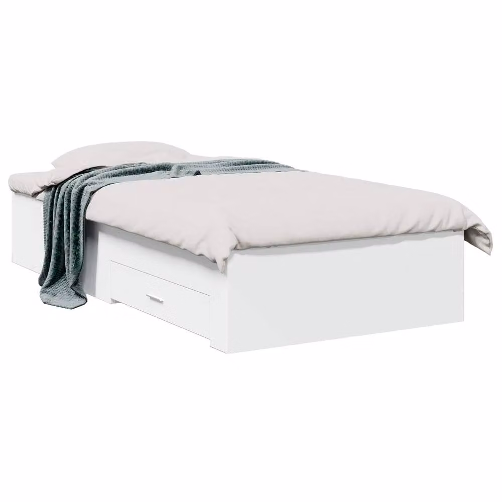 Berkfield Home White Engineered Wood Bed Frame with Storage Drawers W: 80 cm, L: 200 cm – 2