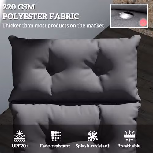 Outsunny Sun Lounger Cushion in Grey, Water-Repellent and UV-Resistant Polyester Foam, W/D/H: 190 x 56 x 10 cm – 3