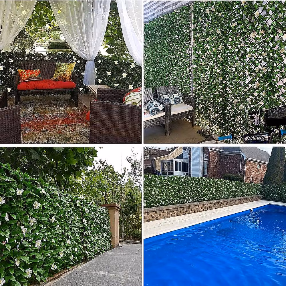 YnysTec Green Artificial Ivy Hedge Roll for Garden Privacy Fence Screening, W: 200 cm x H: 40 cm – 3