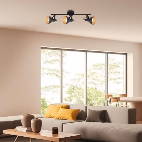 Briloner Vintage Metal Ceiling Light in Black and Gold/Brass with 3 Adjustable E14 Spotlights – 6