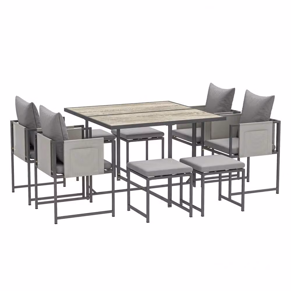 Wyld Haus Layori 8 Seater Grey Powder Coated Steel Garden Dining Set – 2