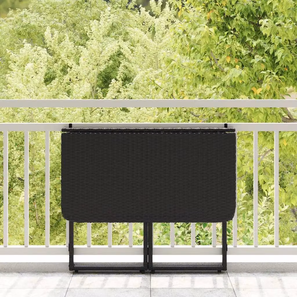 Berkfield Home Folding Garden Table in Black Poly Rattan, W/D/H: 90 x 51 x 75 cm – 3