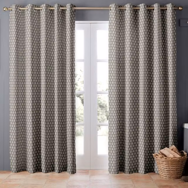 Emily Bond Jaipur Made to Measure Blackout Floral Cotton Curtain Panel in Grey Smoke