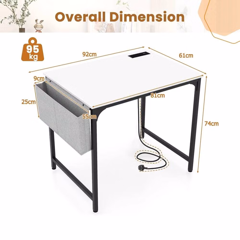 FORGEVIO Modern White Computer Desk with Storage Bag – 2