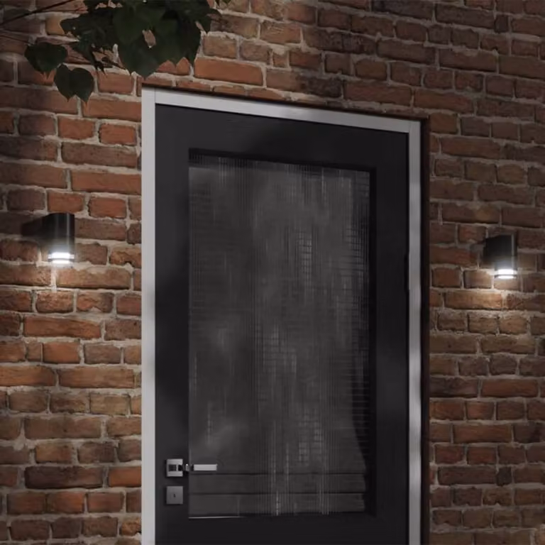 Berkfield Home Set of 2 Black Modern Outdoor Wall Lights in Die-cast Aluminium