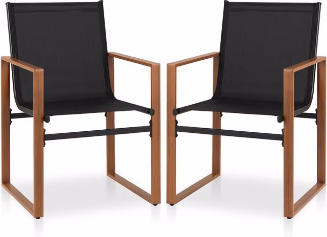 COSTWAY Set of 2 Modern Black Patio Furniture Chairs