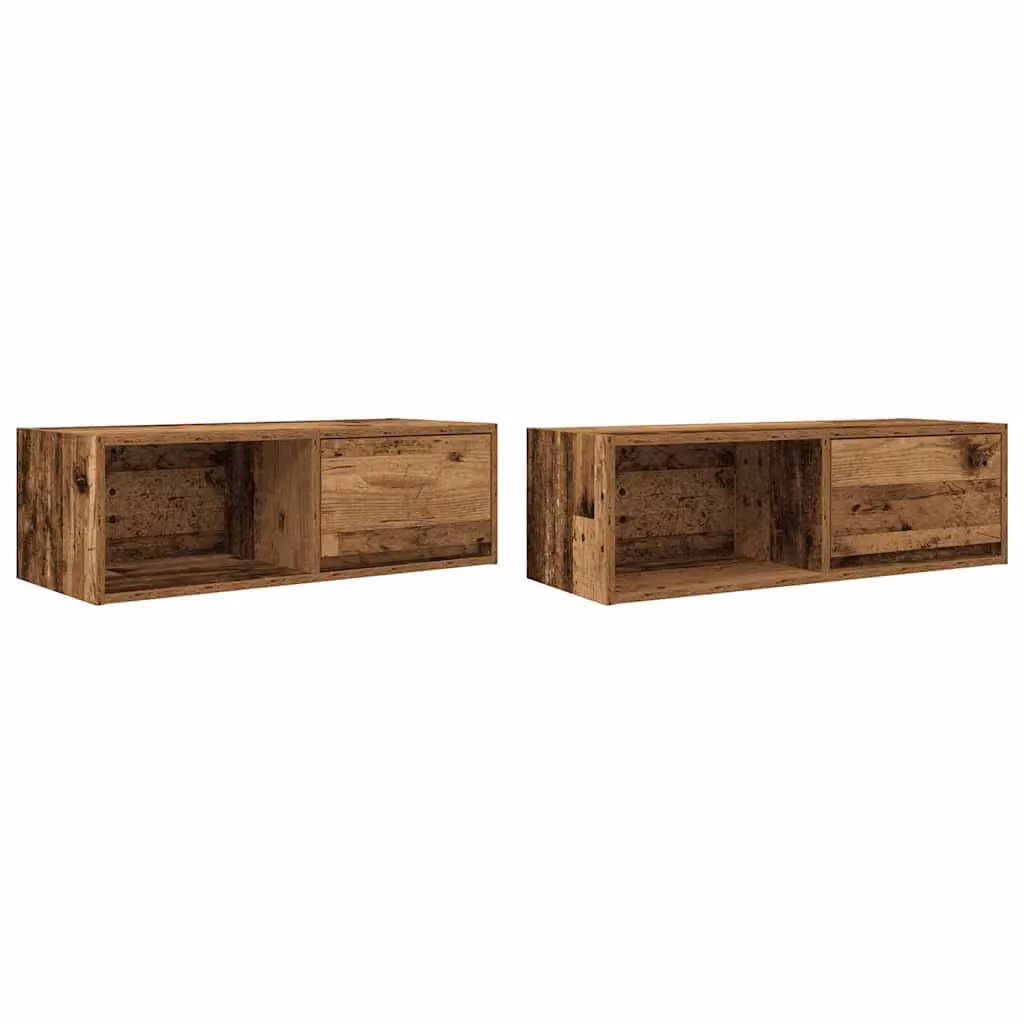 Berkfield Home Set of 2 Rustic Brown Engineered Wood TV Cabinets, W: 80 cm, D: 31 cm, H: 25.5 cm – 2